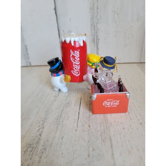 Vintage coca cola snowman ice coke ornament Xmas set unique - Picture 6 of 7